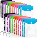 24 Pack Binder Folders with Pockets 11 Holes Expandable Dividers for 2/3/4 Ring Document Pouch with Label Loose-Leaf Transparent Binder Organizer for School Home Office