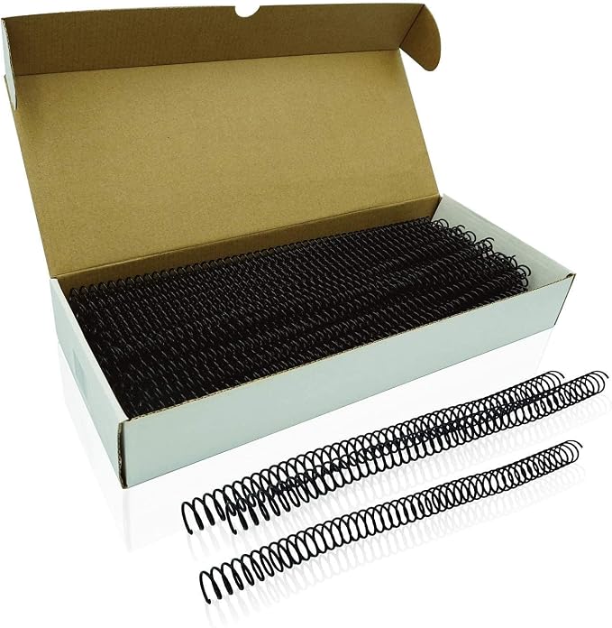 Binditek Plastic Spiral Binding Coils, 8 mm, 4:1 Pitch, Black, 100 Pack | Coil Binding Spines, 5/16", 40 Sheet Capacity, 48 Loops, for Letter-Size Reports, Presentations, School and Office Projects