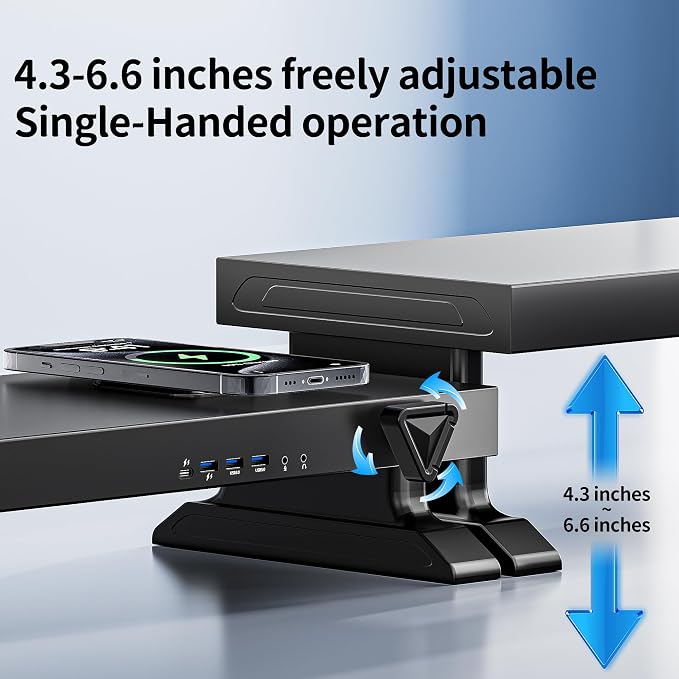 Computer monitor stand (Manually adjustable height, Wireless charging version 600)