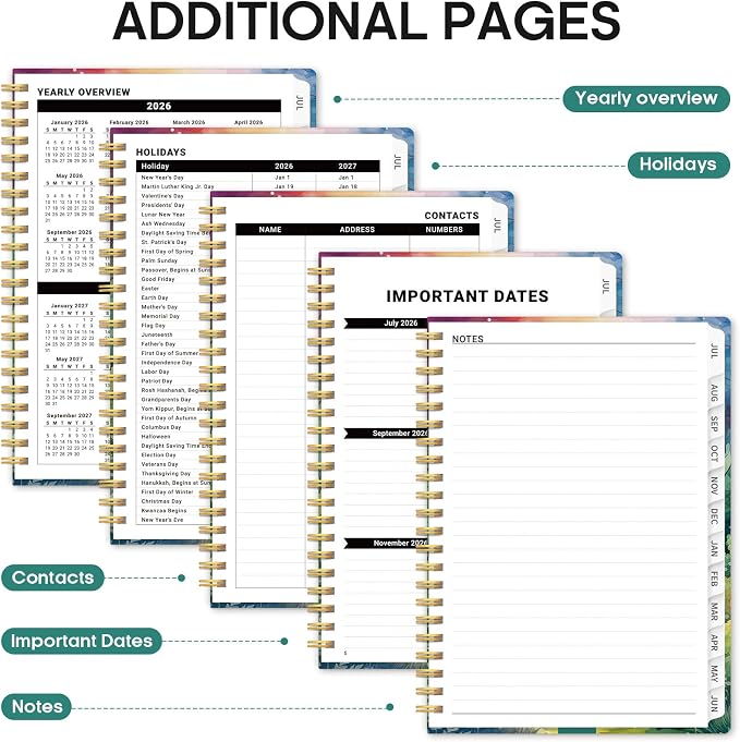 Taja Planner 2026-2027, Jul 2026-Jun 2027 Monthly & Weekly Calendar Planner | 6.3" x 8.5", Hardcover Academic Calendar, Teacher Student Agenda Book with Tabs, School Office Supplies, Mystic Forest