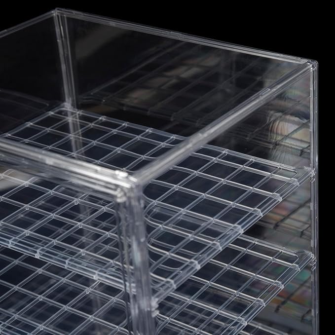 4-Tier Transparent Storage Organizer,11.81x9.84x15.75 inches | Clear Acrylic Display Case, Dustproof Protection for Figures and Collectibles,Magnetic Door