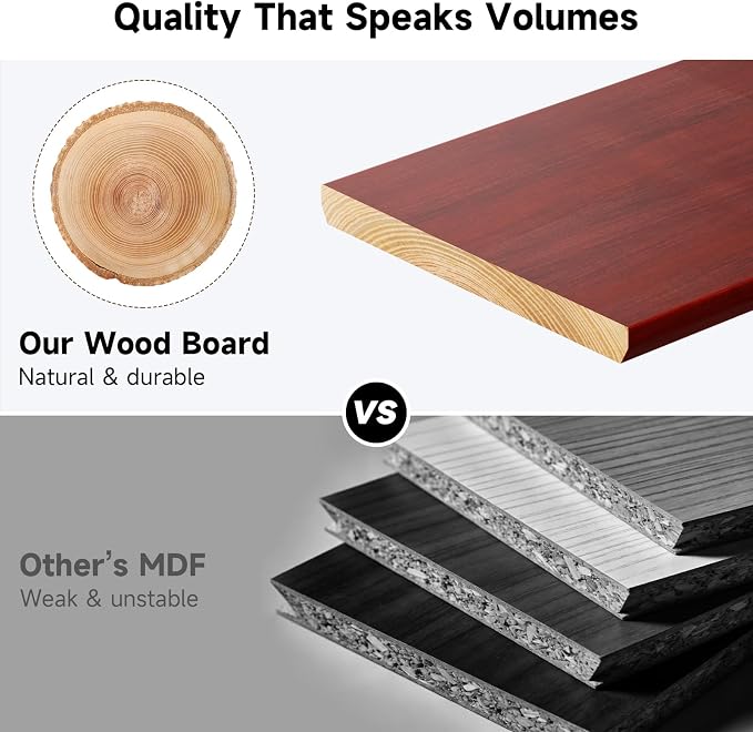 Dual Monitor Stand, 35.4 Inch Monitor Stand Riser for 2 Monitors, 2 Tiers Wood Desk Shelf with Storage, Desktop Organizer Stand for Computer, Laptop, Printer, TV