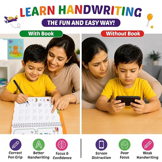 Premium 7 Magic Grooved Writing Practice Kids Books Reusable Hand Writing Practice Book Education Learn Home School Childrens Books Ages 3-8 Preschool