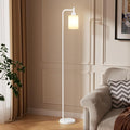 Ziisee Floor Lamps for Living Room - Industrial Standing Lamp with Glass Shade, Modern White Floor Lamp with LED Bulbs, Farmhouse Floor Lamp for Bedroom, Tall Lamp for Office - White