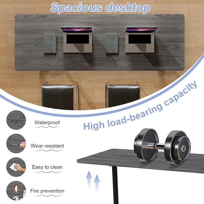 Conference Table Flip Top Mobile Conference Room Tables,Folding Conference Table with Wheels,Large Meeting Training Seminar Table Saving Space for Office Classroom(12C,61'')