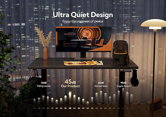 Claiks Electric Height Adjustable Standing Desk, 40x24 Inch, Black | Smooth Height Adjustment, 3 Memory Presets, Cable Management Hub&Hook, Stable Steel Frame, 176lbs Capacity, Easy Assembly