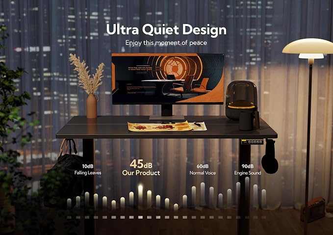 Claiks Electric Height Adjustable Standing Desk, 35x20 Inch, Black | Smooth Height Adjustment, 3 Memory Presets, Cable management hub & hook, Stable Steel Frame, 156 lbs Capacity, Easy Assembly
