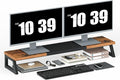 HOOBRO Dual Monitor Stand Riser, 39 Inch Large Computer Monitor Stand for 2 Monitors, Computer Monitor Riser, Desk Shelf Organizer for Office Desk, Accessories, Rustic Brown and Black BF121CJ01