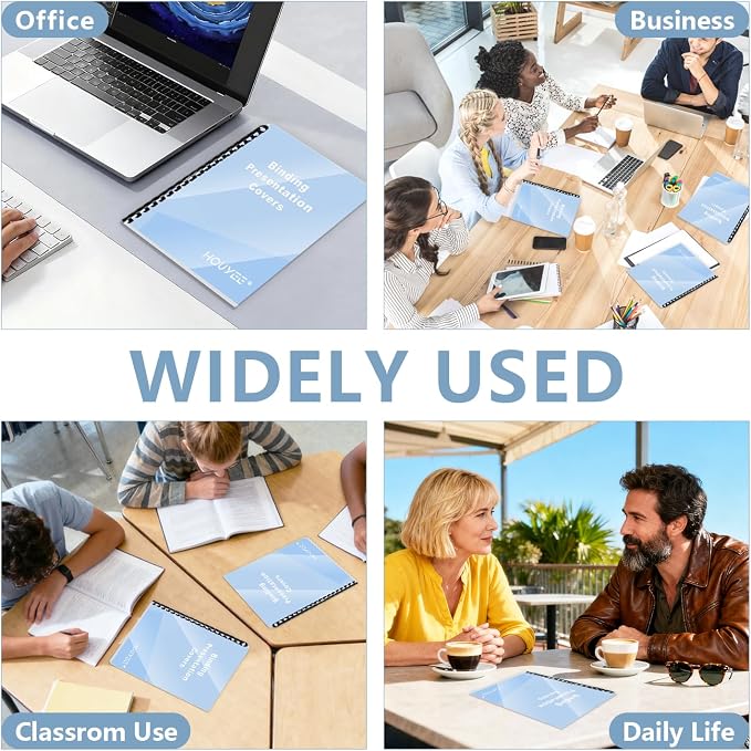 HOUYEE 200 Pack 7 Mil Clear Binding Presentation Covers,PVC,8.5" x 11" | Clear Covers for Binding, Transparent Plastic Binding Covers, Square Corner, Letter Size, for School Office