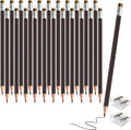 24PCS Brown Colored Pencils with Eraser Pre Sharpened Pencil 2 HB - Ideal for Checking, Grading, Tests & Office/School Supplies (Brown)