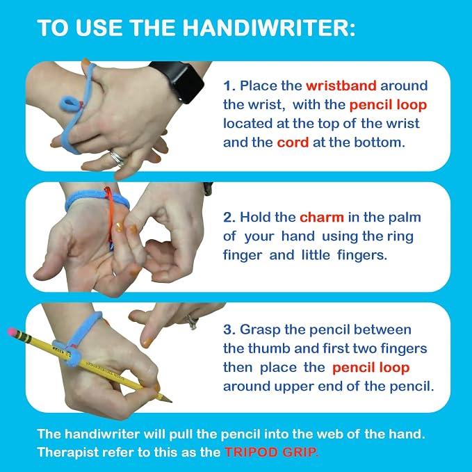 The Original OT Invented & Patented HandiWriter, Hand Made in the USA, Handwriting Aid for a Proper Tripod Grip, Finger Position & Better Penmanship. Great for All Kids Kindergarten Age & Up (4 Pack)