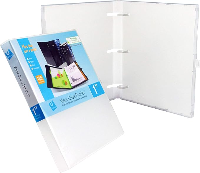 UniKeep 3 Ring View Binder - Binder Case is Fully Enclosed - Available in White, Clear, or Black and in Different Spine Sizes (Pack of 3, Clear, 1.0 Inch)