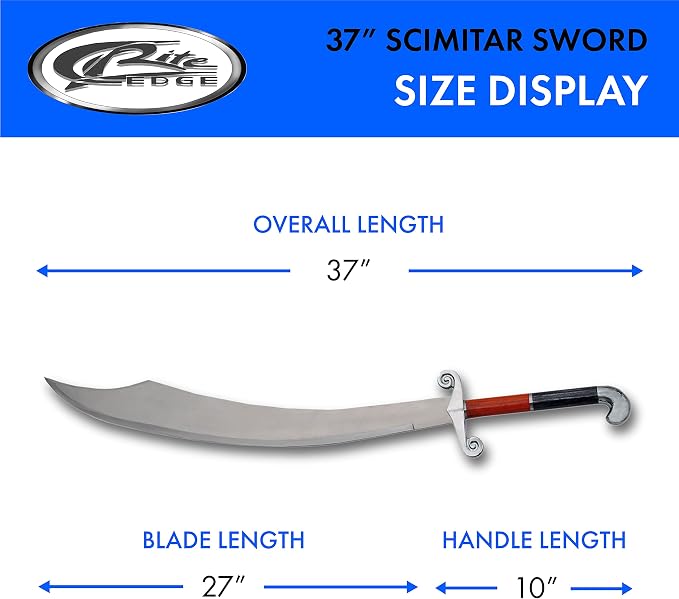 SZCO Scimitar Sword with Sheath – 37" Stainless Steel Arabian Sword for Adults with Pakkawood Handle, Silver Guard, and Sheath for Collectors, Cosplay & Display