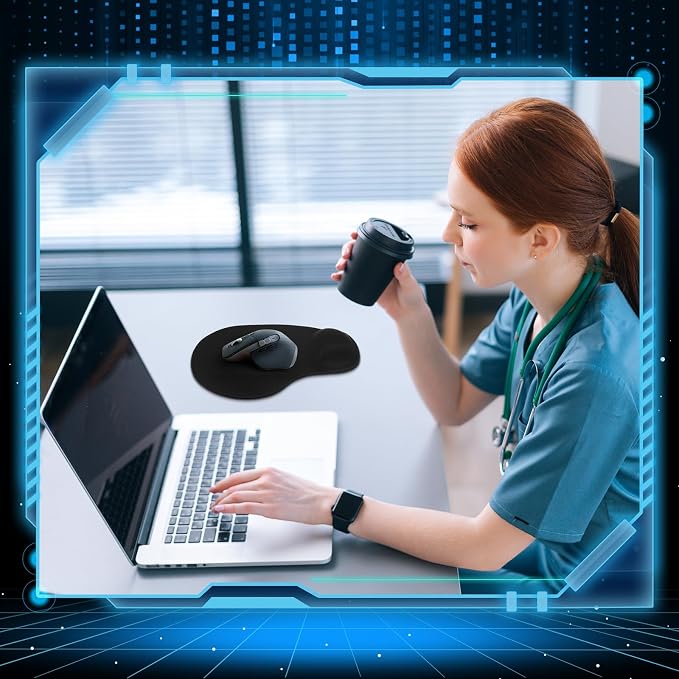 24 Pcs Ergonomic Mouse Pad with Wrist Support Office Mousepad Gaming Black Mouse Mat Wrist Pad Desk Accessories Workspace Organizers Non Slip Silicone Base for Home Office Computer Laptop Travel