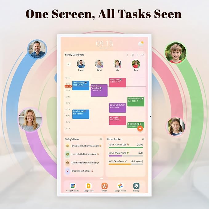 MWE 32 Inch Touchscreen Digital Calendar, Wall Planner, Desktop Smart Electronic Calendar, 8GB+128GB Android, Supports Google Play Apps, Office Desk Assistant & Family Schedules, Wall/Desk Stand