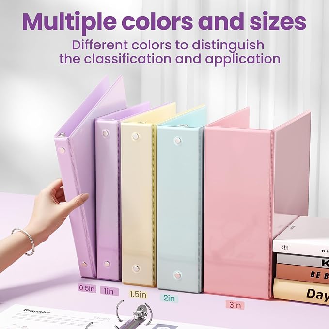 SUNEE 3 Ring Binders 2 Inch 4 Pack, Clear View Binder Three Ring PVC-Free (Fit 8.5x11 Inches) for School or Office Supplies, Purple