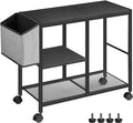 MAHANCRIS Printer Stand with Storage Bag, 3-Tier Mobile Under Desk Printer Cart with Wheels, Wooden Rolling Printer Table, Organizer Shelf for Study, Office, Living Room, Black PTHB2201
