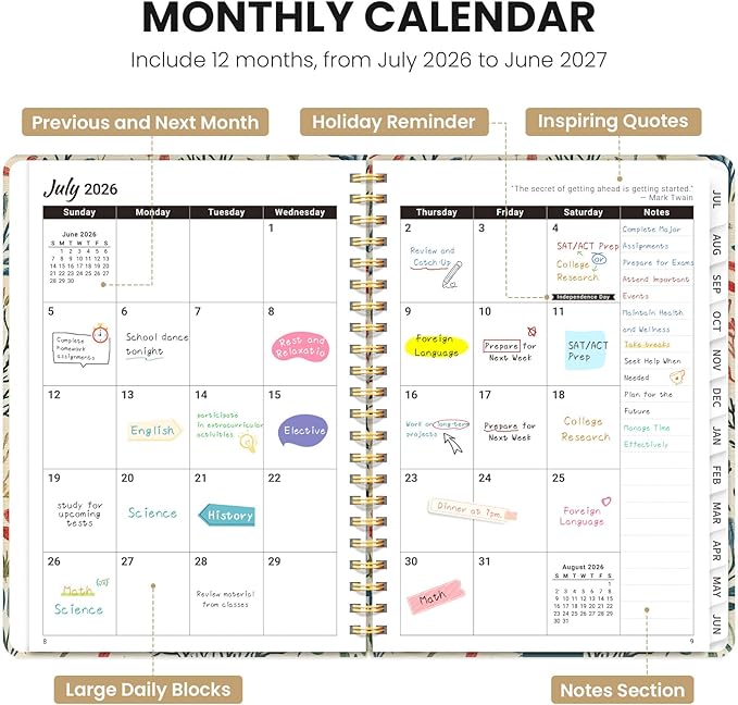 ZOTIA Planner 2026-2027 Weekly & Monthly Calendar Planner Jul 2026-Jun 2027