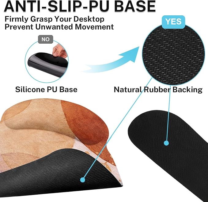 Keyboard Mouse Pad Set, 4 in 1 Desk Mat Set, Abstract Boho | Large Mousepad+Keyboard Wrist Rest+Mouse Wrist Rest+Coaster Ergonomic Design for Home Office Computer