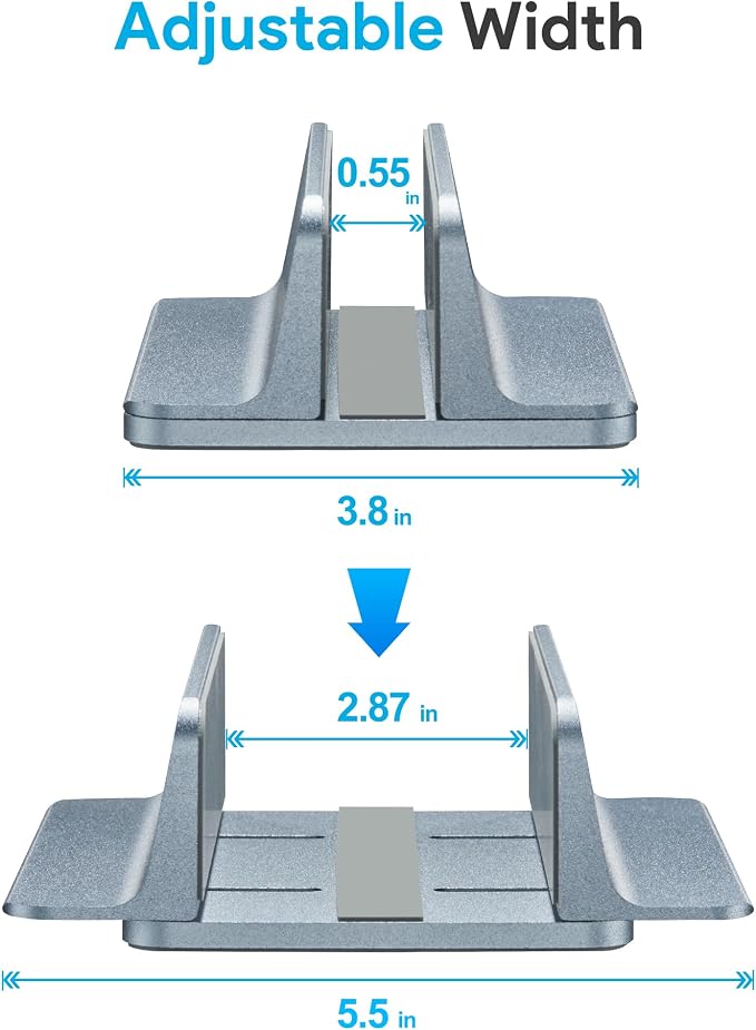 JARLINK Vertical Laptop Stand, Aluminum Laptop Holder Desktop Stand with Adjustable Dock Size (up to 17.3 inches) Compatible with All MacBook/Surface/Dell/Gaming Laptops (Gray) (Pack of 2)