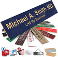 Engraved Custom Door Plate Navy Blue Plastic Office Door Sign with Gold Letters - Made in USA 2x12 B10