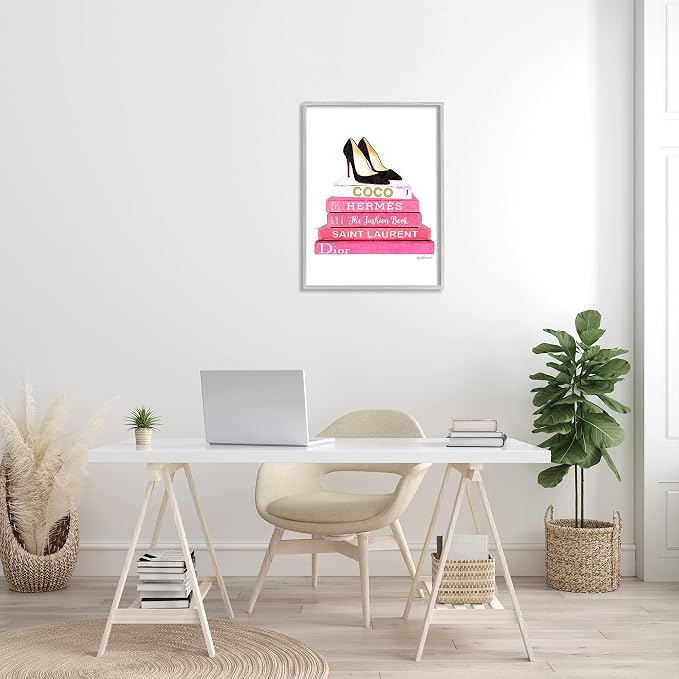 Glam Fashion Books Pump Heels, 24 x 30 Inch Framed Giclée Print | Stupell Industries · By Amanda Greenwood · Ready to hang · Fashion inspired still life · Made in USA