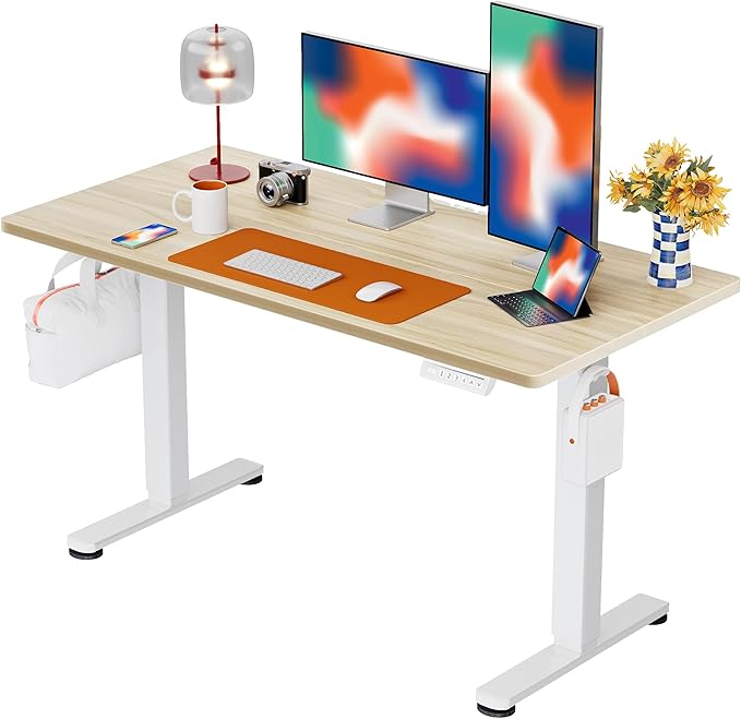 Ergear Height Adjustable Electric Standing Desk, 48x24 Inches Sit Stand up Memory Computer Home Office Desk (Natural),(EGESD5N)
