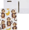 Caikeny 3 Ring Binder Yellow Bananas Brown Monkeys 1.5 Inch Binders Round Ring Clipboard with 2 Pockets for Office Supplies
