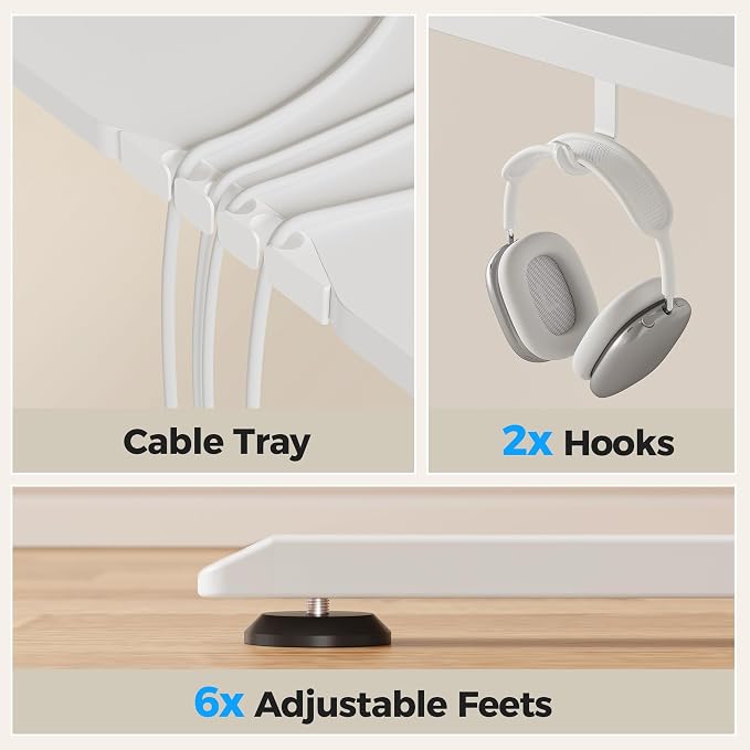 Agilestic L Shaped Standing Desk 63 inch Adjustable Height, Electric Corner Standing Desk, Sit Stand Computer Table with Splice Board, White | Corner Desk, Ample Workspace, Memory Presets, Hooks, Stable Steel Frame,176 lbs Capacity, Easy Assembly, Spli...