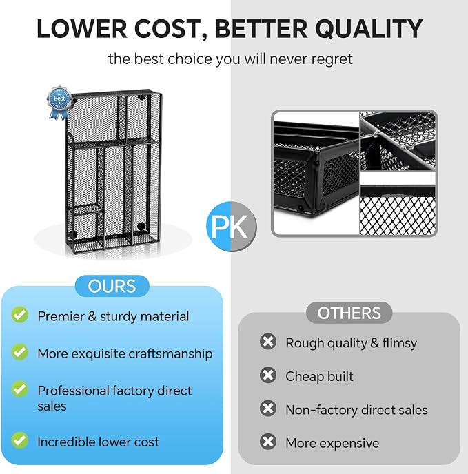Desk Drawer Organizer, Office Drawer Divider Organizer Tray with 6 Compartments, Metal Mesh Desktop Organization and Accessories for Stationery Makeup Kitchen Toolroom School ＆ Office
