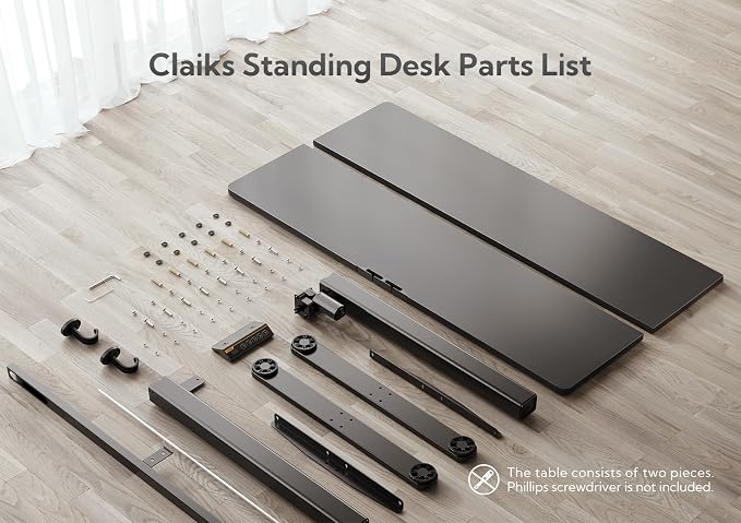 Claiks Electric Height Adjustable Standing Desk, 48x24 Inch, Black | Smooth Height Adjustment, 3 Memory Presets, Cable Management Hub&Hook, Stable Steel Frame, 176lbs Capacity, Easy Assembly