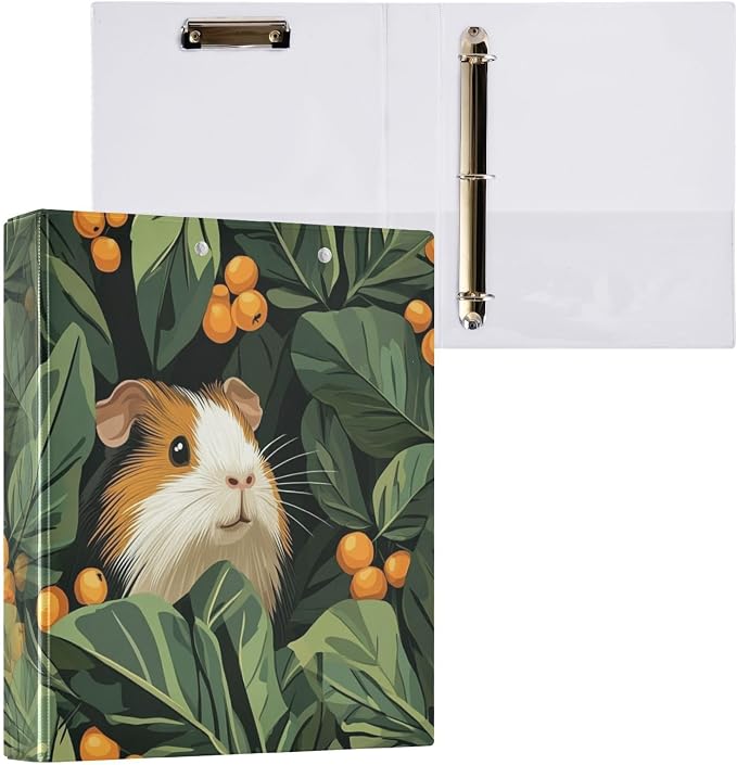 Guinea Pig Berry Decorative 3 Ring Binder 1.5 Inch Large View Binders with Pockets Holds 200 Sheets File Organizer for Office College School, 2 Pack