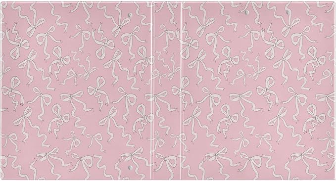 Pink Bow Ribbon Stripe Round Ring Binders 1.5 Inch Cute Bow Knot Tie 3 Ring Clipboard Binder for Office School Work Supplies File Folder Document 200 Sheet Capacity Easy Open