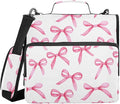 Pink Bows Zipper Binder 3 Ring with Handle and Shoulder Strap, 500 Sheet Binder Organizer Capacity & Multi-Pockets for School Office