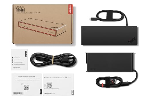 Lenovo ThinkPad Thunderbolt 5 Smart Dock 7500, 120Gbps Data Transfer, 180W Power Delivery, Multiple Display Support, 2.5Gbps Ethernet, Black