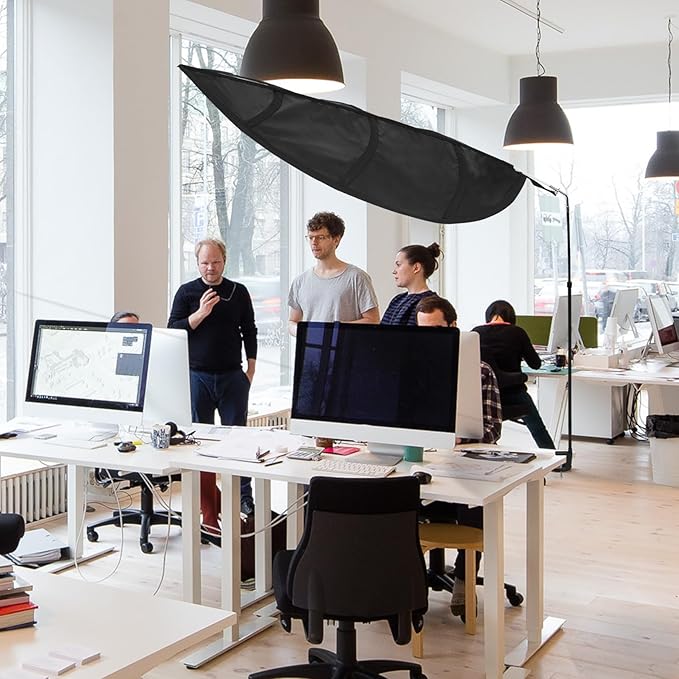 P Polerden Black Office Cubicle and Desk Shade for Cubicle to Block Light | for Light Sensititve Workers，Block Overhead Light,Glare,And Airflow,Uv-Resistant Fabric,Adjustable