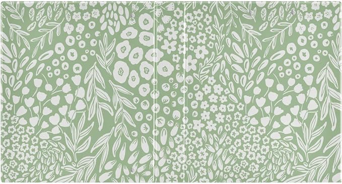 Sage Green Floral and Leafs Binder 3 Ring 1.5 Inch Binder with Clipboard&Pockets, Hardcover Binders Heavy Duty Large File Folder for Office School Supplies - Holds 200 Sheets