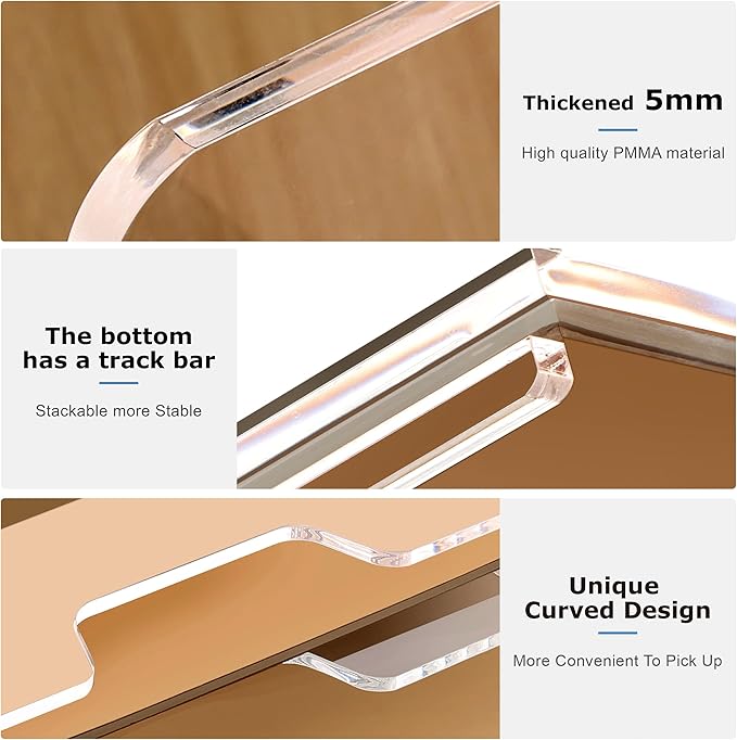 2 Pack-Stackable Paper Letter Tray Enlarged A4 File Desk Organizer Acrylic | Desk Organizers and Accessories Sorter Tray, Clear Workspace Office Supplies Organizers, 13.78inx9.25inx3.62in