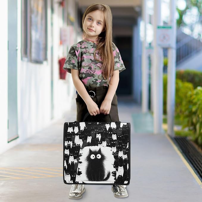 Cat Binder Bag 3 Ring Zipper with Handle Shoulder Strap | for School Work Office Organizer Storage Case