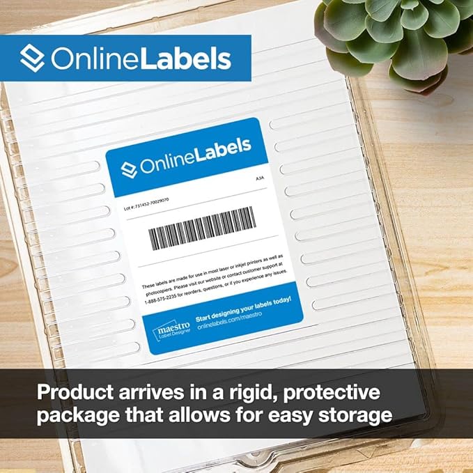 3.434 x 0.667 Blockout File Folder Labels (Laser Printers Only) - Pack of 60,000 Labels, 2000 Sheets - OnlineLabels