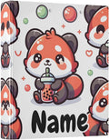 Custom 3 Ring Binder Cute Red Panda Bubbles 1.5" Round Ring Binders Personalized Name View Binder with 200 Sheet for Kids School Supplies Women Men Office, 1 Pack