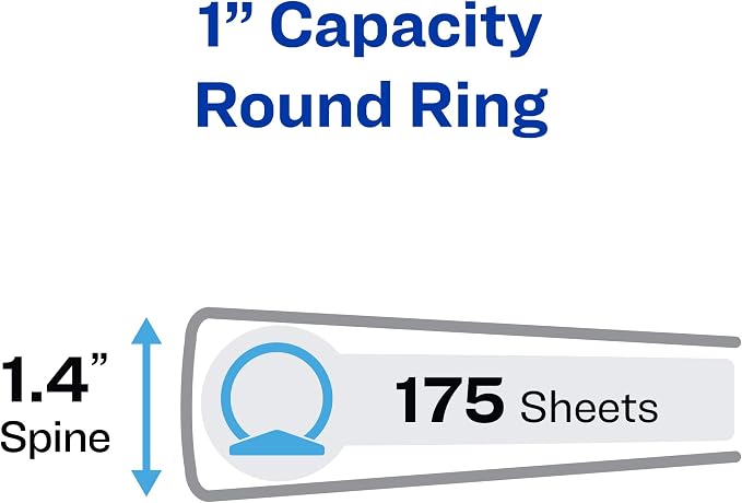 Avery® Hanging Storage 3 Ring Binders, 1" Round Rings, 4 Black Binders | For Everyday School, Home and Office Use, Non-Stick Ink-Resistant Cover, Built-In Hangers for File Systems, Clear Spine Label