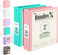 2 Pack BinderX Extra Durable 3 Ring Binder, 2 Inch Binder Round Ring, Fits 900 Sheets of 8.5x11 Paper, Customizable View Cover with Inside Pockets, Cute School Supplies for Girls, Pink & Aqua Blue