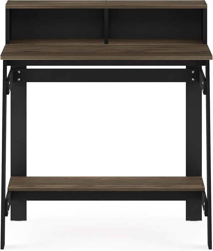 Furinno Simplistic A Frame Computer Desk, 17.9"D x 31.6"W x 35.5"H, Columbia Walnut | with Monitor Stand, A Frame Computer Desk, Office Desk, for Home Office, Bedroom, Study Room, Dorm