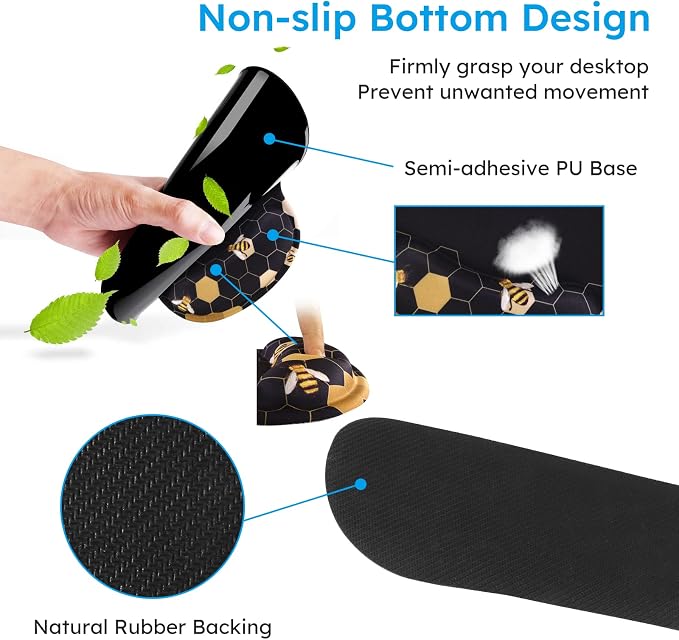 iCasso Honeycomb Mousepad 35.4"x15.7", Desk Protector for Workspace | Travel Mousepad Set with Keyboard Wrist Rest, Stylish Ergonomic Desk Pad for Computer Vanity Office Workspace Area