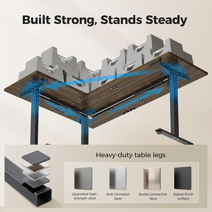 Agilestic L Shaped Standing Desk 63 inch Adjustable Height, Electric Corner Standing Desk, Sit Stand Computer Table with Splice Board, Dark Walnut | Corner Desk, Ample Workspace, Memory Presets, Hooks, Stable Steel Frame,176 lbs Capacity, Easy Assembly...