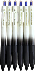 Fengtaiyuan Retractable Gel Pens, 1.0mm Bold Point Quick Dry True Blue Ink, 6 Pack, Gradient Black-White Barrel with Ergonomic Non-Slip Grip, Smooth Writing for Color Coding Grading Office School