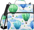 Hot Air Balloon Watercolor 3 Ring Zipper Binder Bag Binder Organizer with Handle Shoulder Strap for School Work Office Supplies