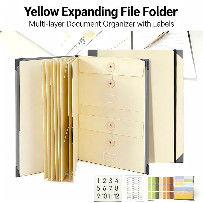 GANGZI The Life Book Document Organizer Binder | Binder with Guided Labels, Acid-Free File Folder Organizer,Document Holder for Home Records, Legal and Medical Papers (Beige)
