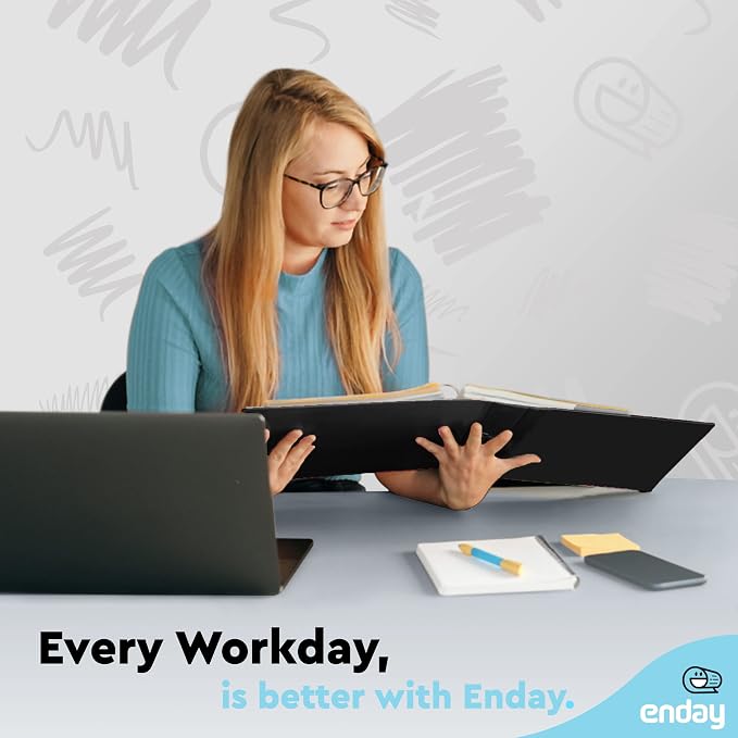 Enday 1/2 inch Binder 3 Ring Binder (6 Pack - Black) O-Ring Binder with Clear View Cover and 2 Inside Pocket - for Letter Size 8.5 x 11'' Paper, Ideal for School Supplies, Office, and Home